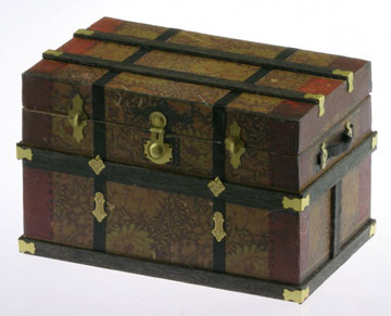 Dollhouse Miniature Lithograph Wooden Trunk Kit, Wm Morris 1
